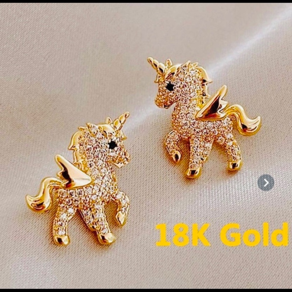 Gold Unicorn Earrings